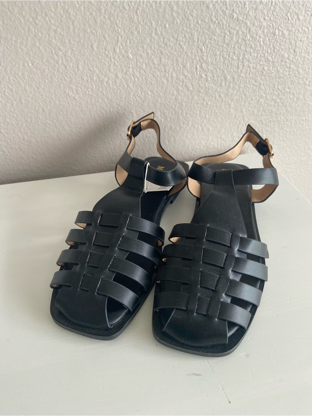 Black Strappy Fisherman Sandals